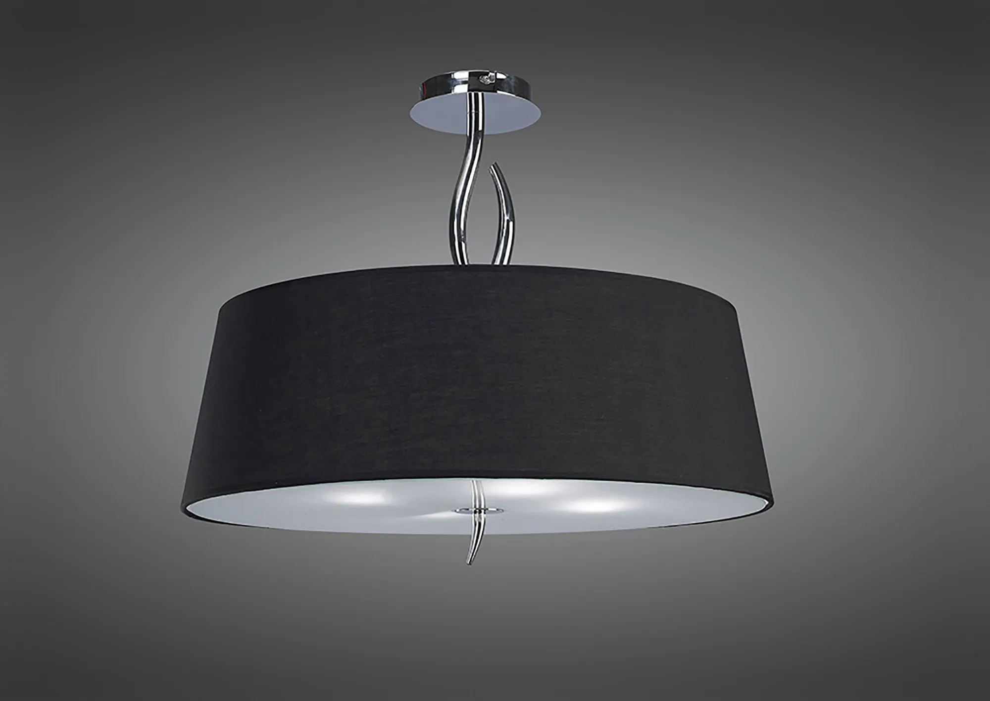 Ninette Polished Chrome-Black Ceiling Lights Mantra Semi Flush Fittings